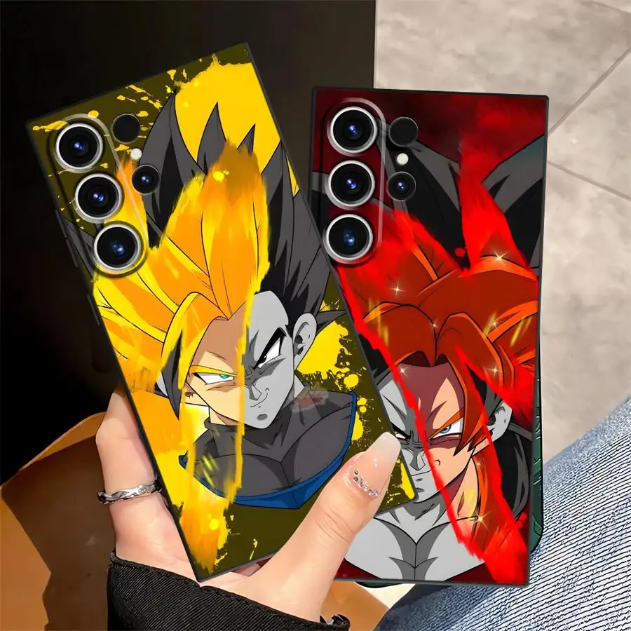 Hülle für Samsung Galaxy S24 Plus S25 Edge S23 Ultra S20 S21 FE Schwarz Weiche Handyhülle Dragon Ball Goku Vegeta