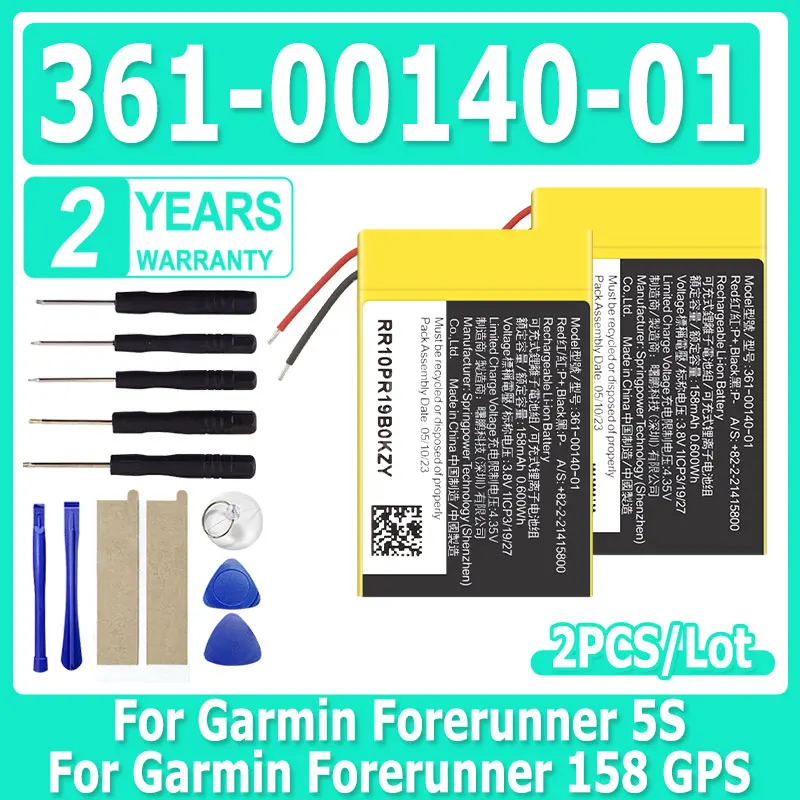 

2Pcs/lot New 361-00140-01 Replacement Battery for Garmin Forerunner 55 / 158 GPS watch Battery 3.8V 158mAh + Free Tools