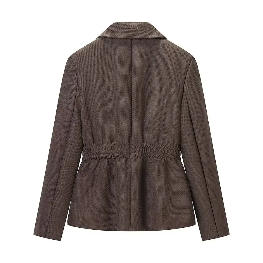 เสื้อแจ็คเก็ตแฟชั่นผู้หญิง DiYiG รุ่นใหม่ประจำฤดูหนาวปี 2025 สีพื้น ปกเสื้อแบบปกเชิ้ต ดีไซน์เก๋ เอวยืดหยุ่น แขนยาว เสื้อคลุมตัวนอกสำหรับผู้หญิง