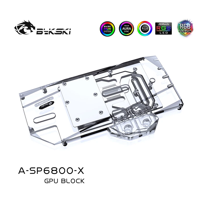 Bykski A-SP6800-X Water Block do Sapphire Radeon RX 6800 Nitro+ GPU Card / Full Cover Copper Radiator Block /A-RGB / RGB