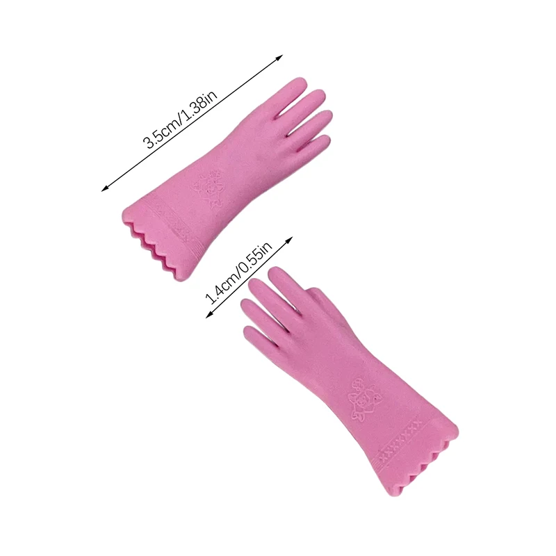 1Pair Dollhouse Miniature Rubber Gloves Simulation Long Cleaning Gloves Doll Kitchen Decor 1:12 Doll House Furniture Accessories