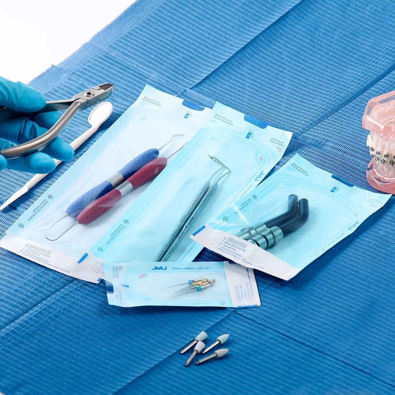 ถุงฆ่าเชื้อแบบปิดผนึกเอง 2000 ชิ้น, ขนาด 3.5 นิ้ว x 10 นิ้ว, ถุงสำหรับฆ่าเชื้อในหม้อนึ่งความดัน, 10 กล่อง บรรจุ 200 ชิ้น