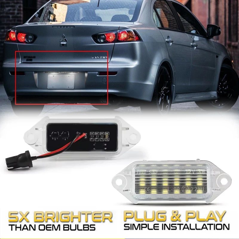 2Pc No Error LED Number License Plate Light Lamps For Mitsubishi Lancer 03-17 EVO X Evolution 07-18 Car Accessories OEM#8341A099