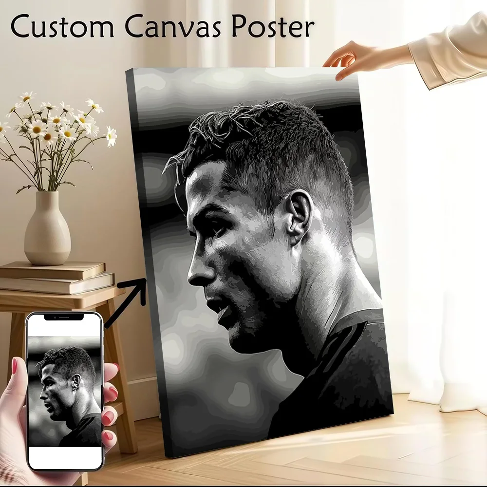 Cristiano Ronaldo Profile Portrait Canvas Poster Wall Art Customizable High Quality Printed Picture for Bedroom Vintage Decor