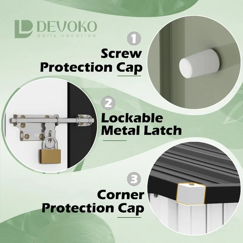 سقيفة تخزين خارجية 8 × 6 أقدام قابلة للقفل سقيفة حديقة معدنية من الفولاذ المقاوم للتآكل مع باب واحد قابل للقفل