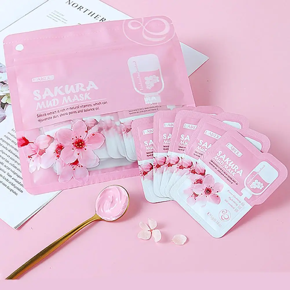 

Japan Sakura Mud Mask Skin Brightening, Deep Cleansing, Pore Minimizing, Oil Control, Individually Packed Portable Facial Mask