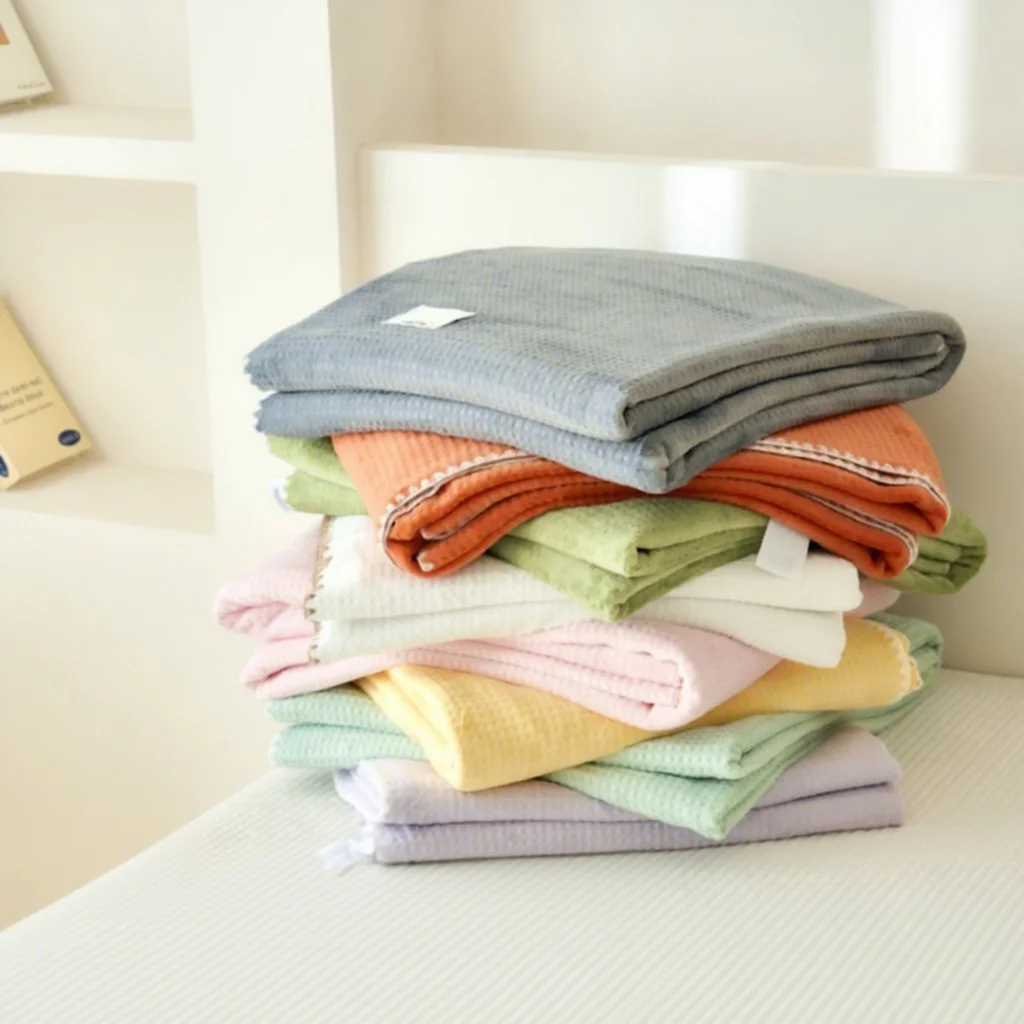 2026 New A-Class Modern Solid Multifunctional Waffle-Weave Double-Layer Milk Velvet Nap Throw Sofa Blanket Four-Season