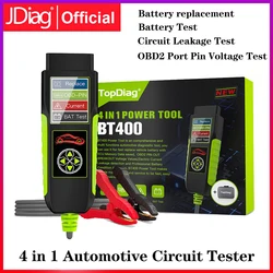 Topdiag-BT400 Car Battery Tester, Automotive OBD Scan, 12V, 24V, 20-2000 CCA Battery Analyzer, Load Test, Auto Cranking, Ferramenta de carregamento