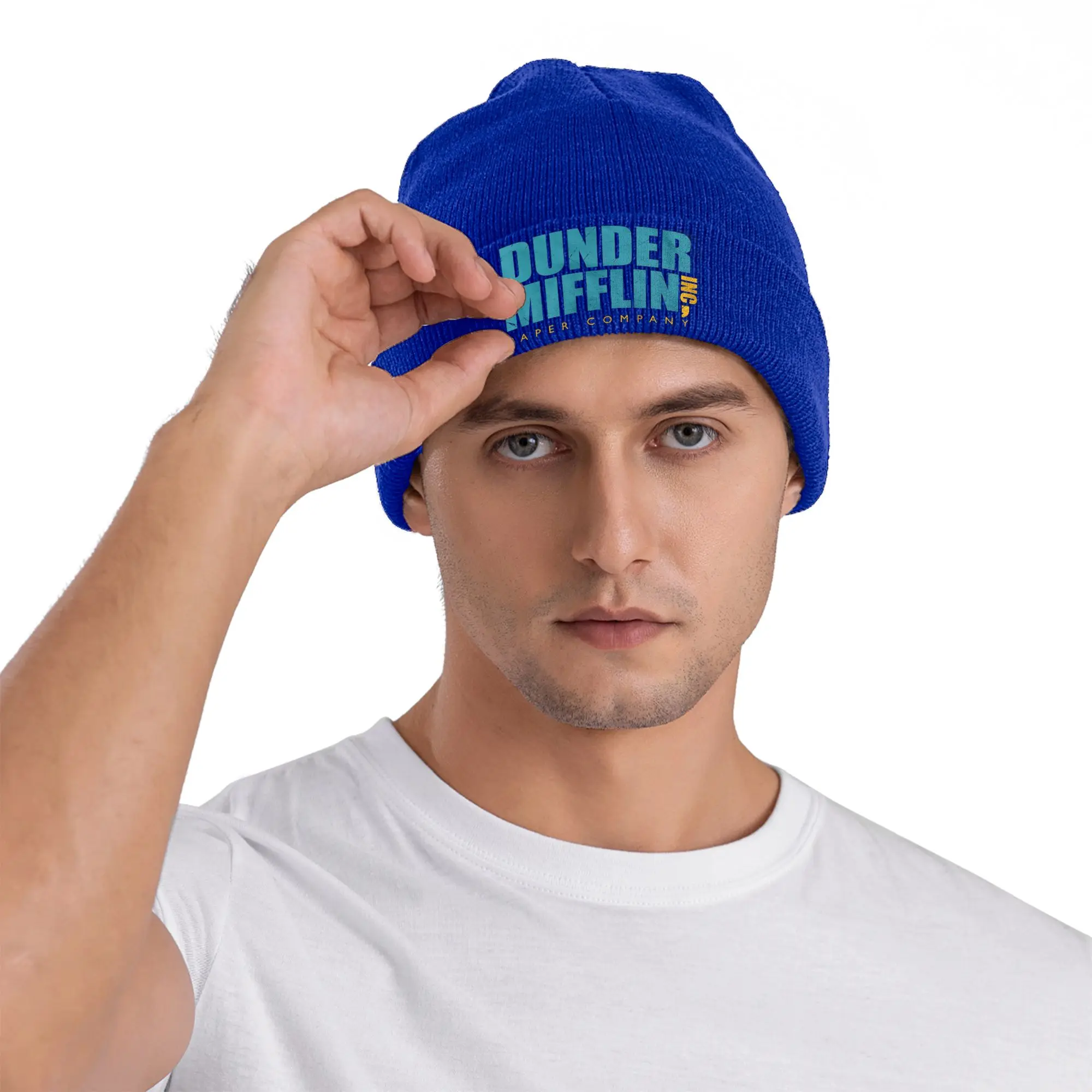 The Office Dunder Mifflin Logo Winter Skullies Beanies Hat Warm Autumn Knitted Hats Bonnet Caps for Women Men