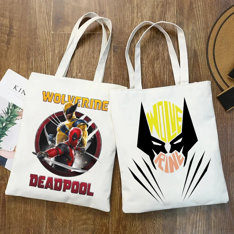 New Deadpool and Wolverine Canvas Bag Cartoon Anime Printed Shoulder Bags Cute Children\'s Handbag Large-capacity Shopping Bags