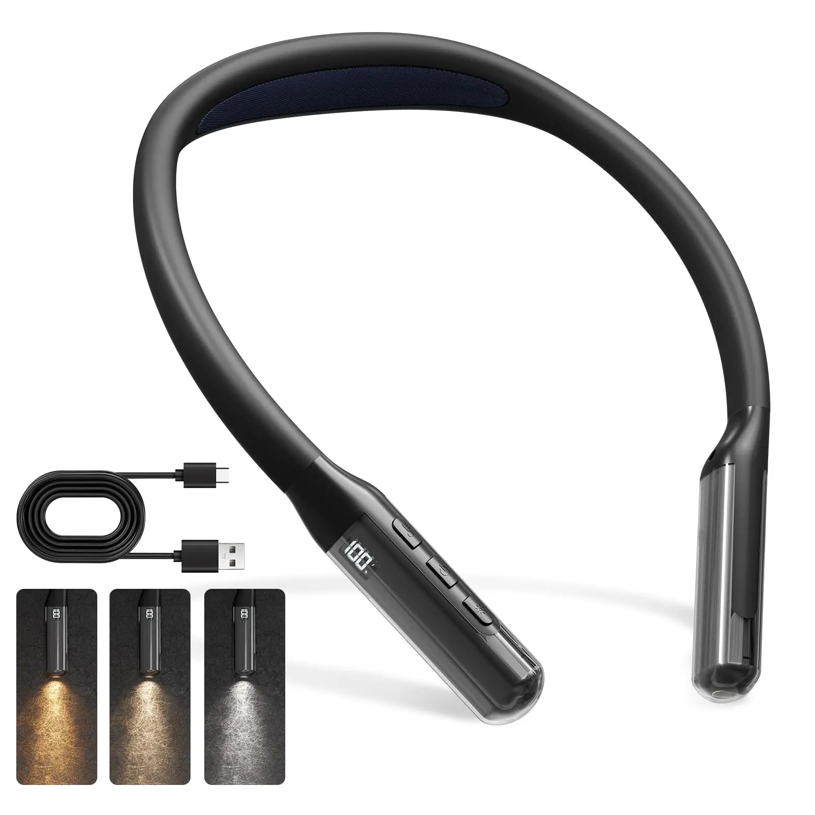 LQWELL LED Halsleselampe 3 Farben 3 Helligkeiten Einstellbar, Biegbare Arme Nackenlampe Wiederaufladbar, Tragbar Buchlampe für Lesen Häkeln Nähen Stricken Reparieren Energieklasse G