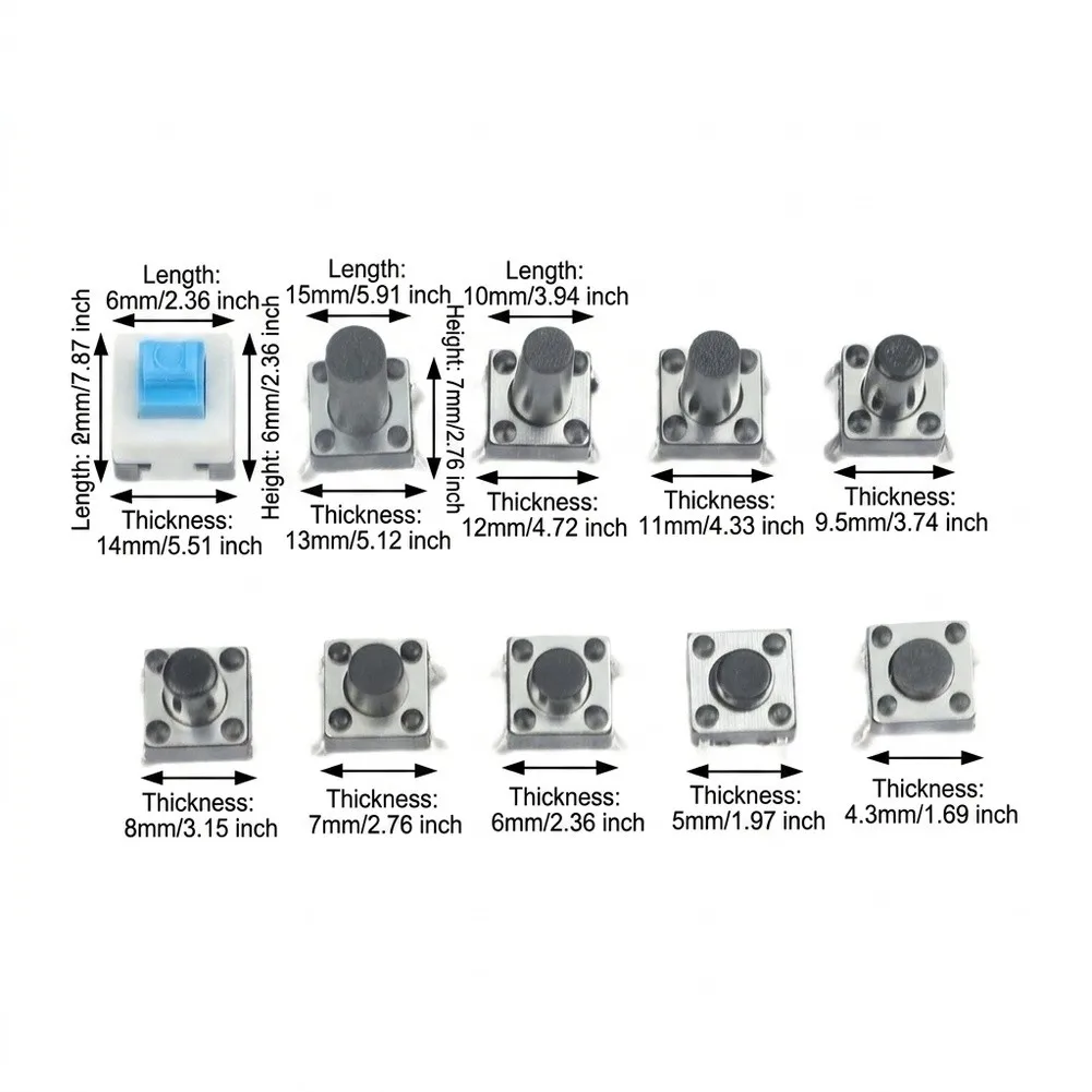 180-Piece Tactile Switch for kit Designed for Reliable Performance in TVs Audio Devices Cameras Computers and Game Consoles