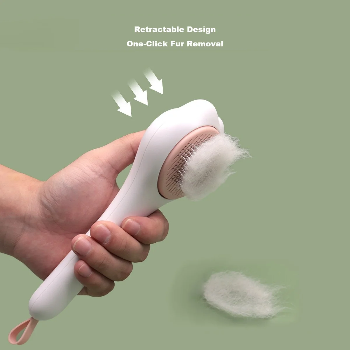 Pet Self-Cleaning Slicker Brush, One-Click Fur Remover, 60° Angled Stainless Steel Pins Grooming Comb for Cats Dogs, Paw Handle