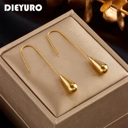 DIEYURO 316L Stainless Steel New Long Water Drop Earrings For Women Fashion 3-Color Ear Jewelry Party Wedding Girls Gift Bijoux