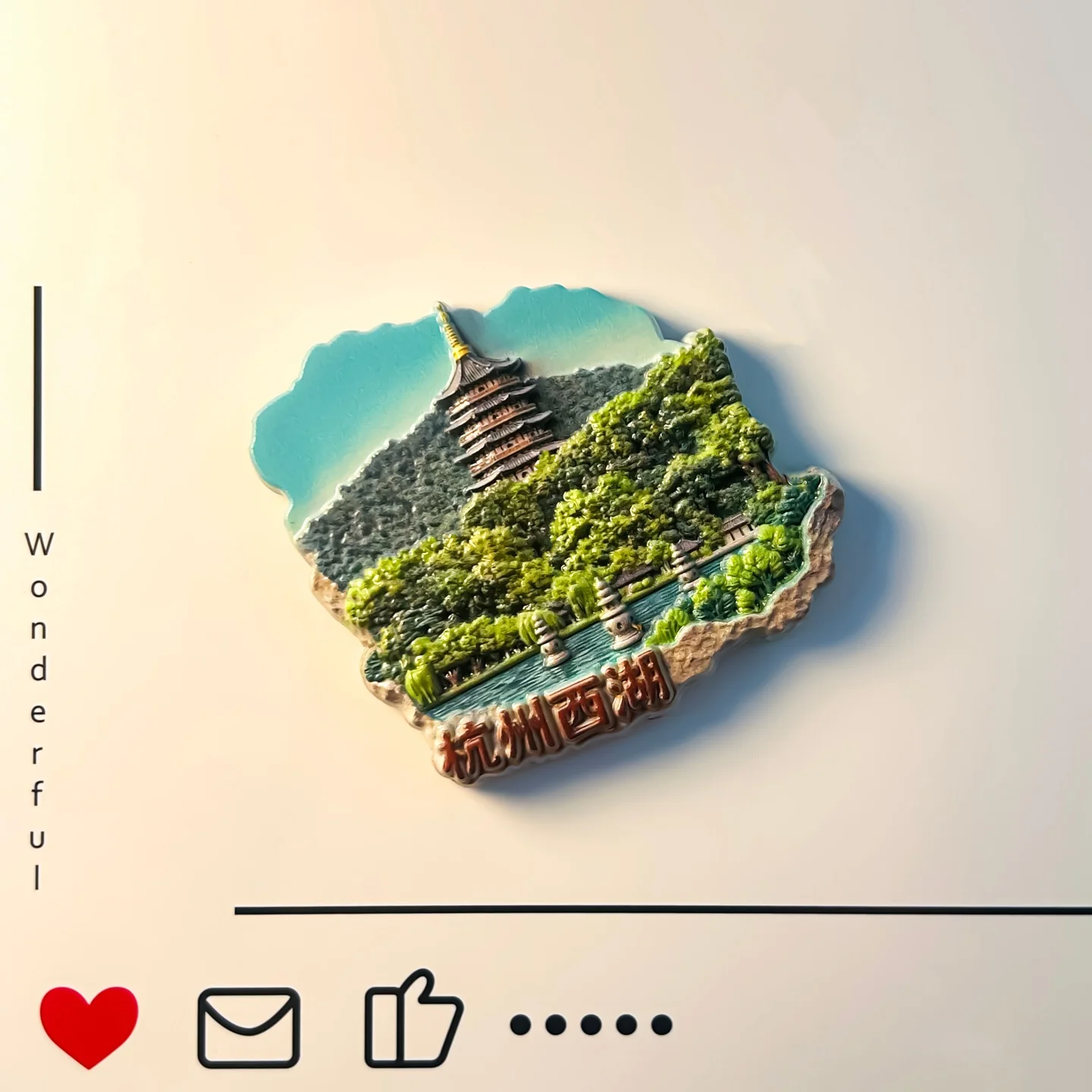 China, Hangzhou, West Lake, San Tan Yin Yue, tourist souvenirs, Leifeng Pagoda, refrigerator stickers