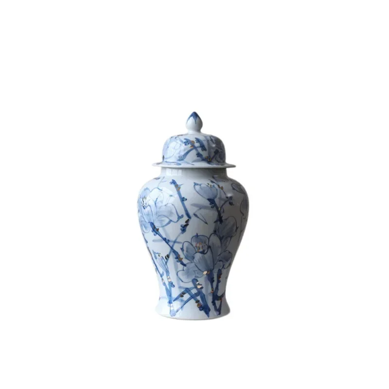 Light luxury high-end blue and white porcelain vase ornament new Chinese living room dining table hydroponic utensils