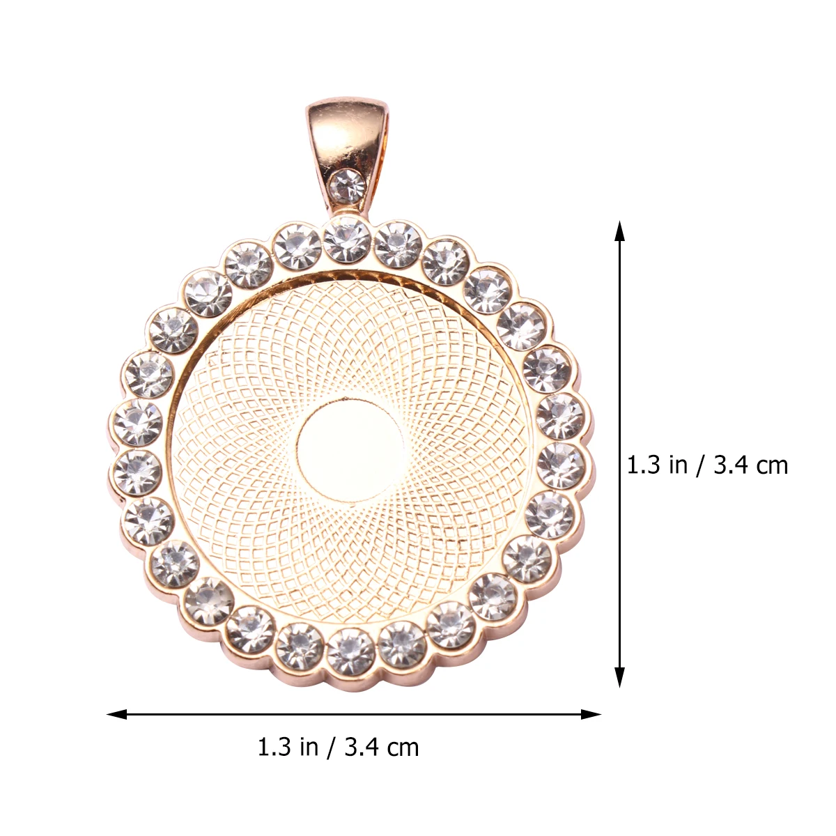 

12 Pcs Round Gem Pendant Jewelry Accessories Shining Rhinestone Metal Golden DIY Necklace Safe Durable Glossy Beautiful Mood