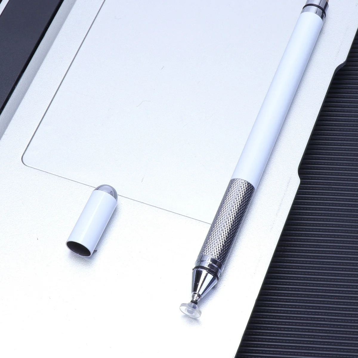 

Universal Double End Metal Stylus Pen Capacitive Touch Screen Disc Pens for Tablets Handwriting Laptops White Premium Aluminium