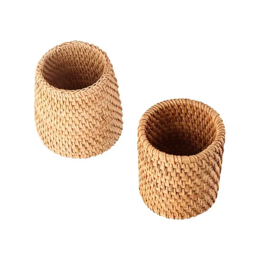 Stationery Storage Wood Vine Rattan Pen Holder Large Capacity Multifunctional Stationery Container Minimalism Cosmetic Holder