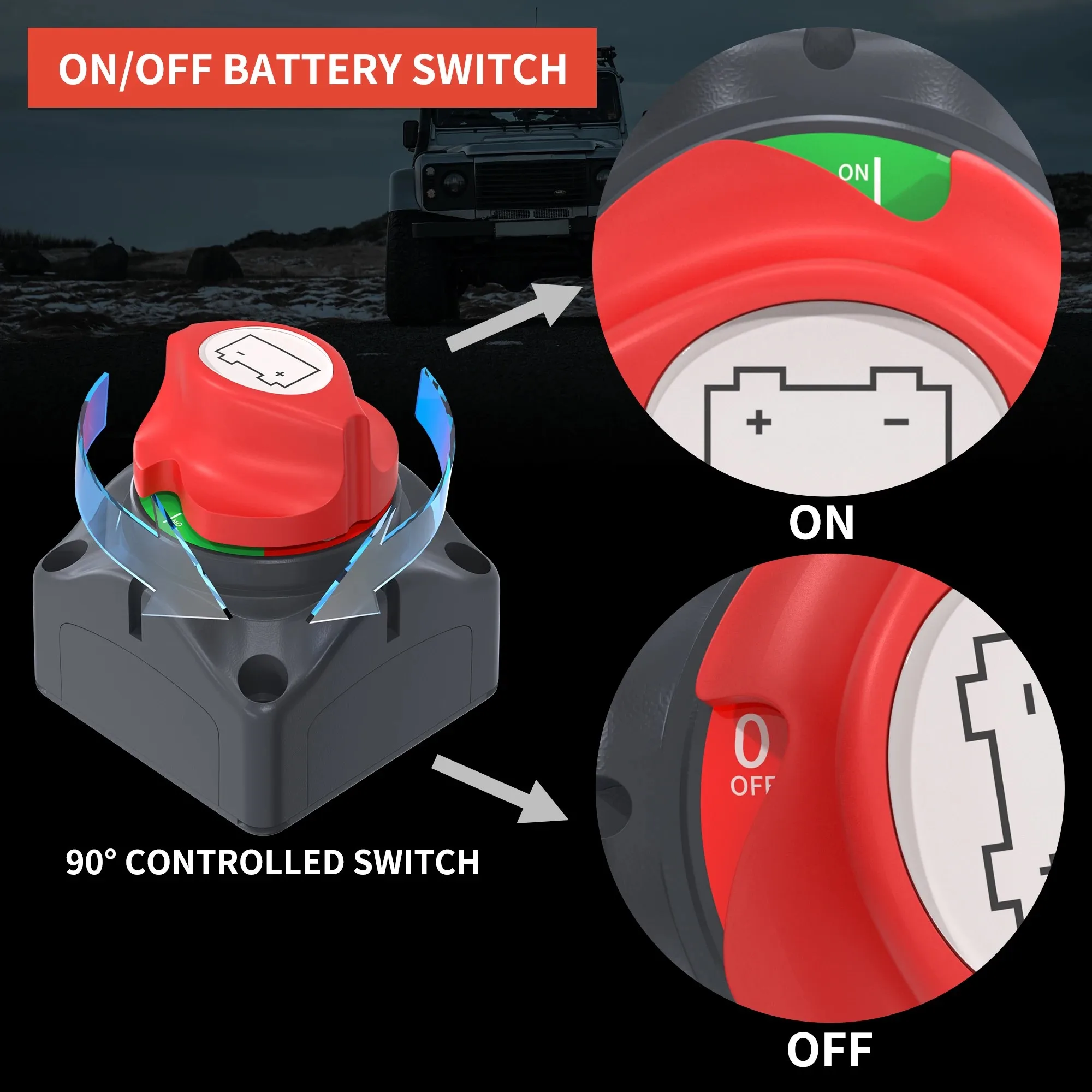 Car Battery Disconnect Switch 48V 24V 12V Cut Off 2 Position 2 Pin M10 275A Battery Connection Switch For Marine Boat