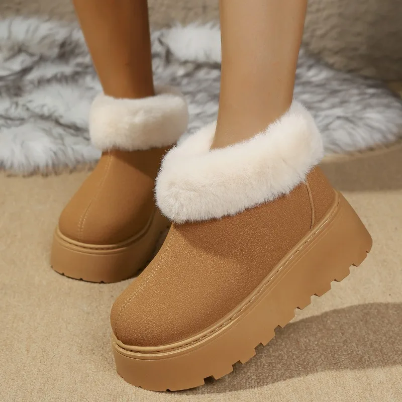 2025 New Winter Women's Round Toe Plus Velvet Thick Bottom Casual Non-slip Warm Boots Outdoor Walking Lightweight Snow Boots