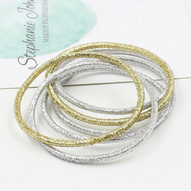 50 PCS New Big Gold Silver Ponytail Holders Rubber Band Tie Gum Elastic Hair Band Hair Accessories For Women Girl