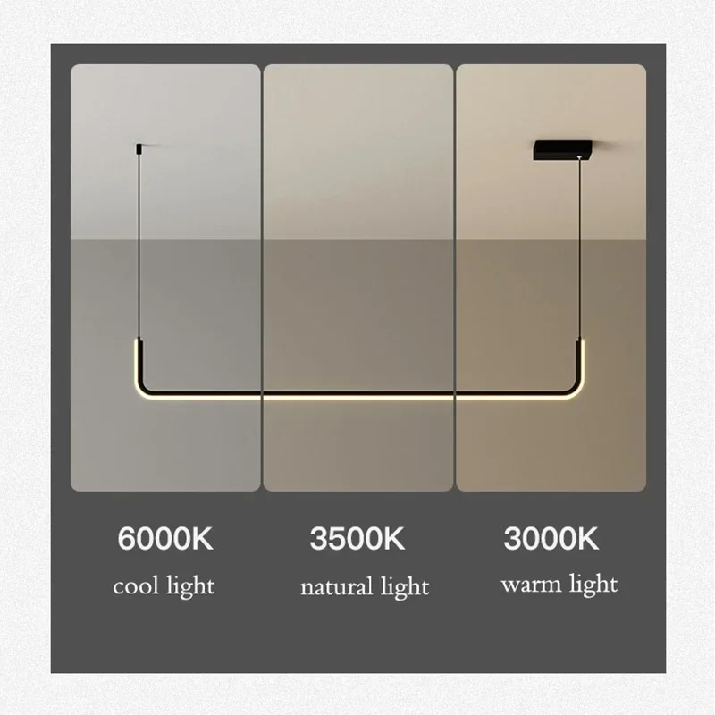 Minimalist Dining Pendant Lamp Modern Interior Home Decor Long Strip LED Hanging Chandelier Study Living Room Lighting Fixtures