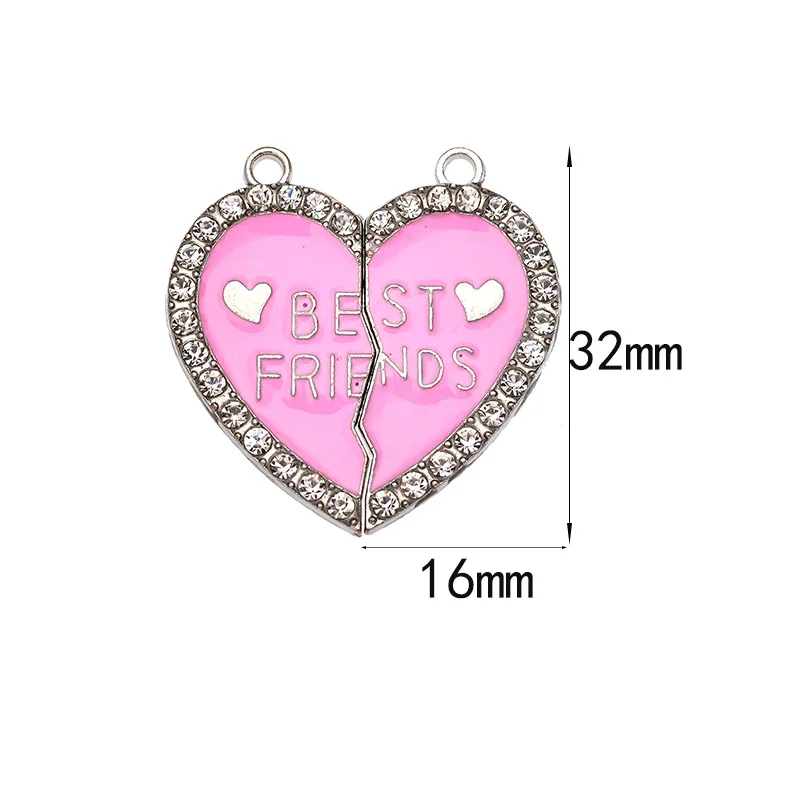 20 pcs/lot Fashion Best Friends Letter Heart Love Pendant Charm For Couple Necklace Bracelet Key Chain DIY Handmade Jewelry Gift