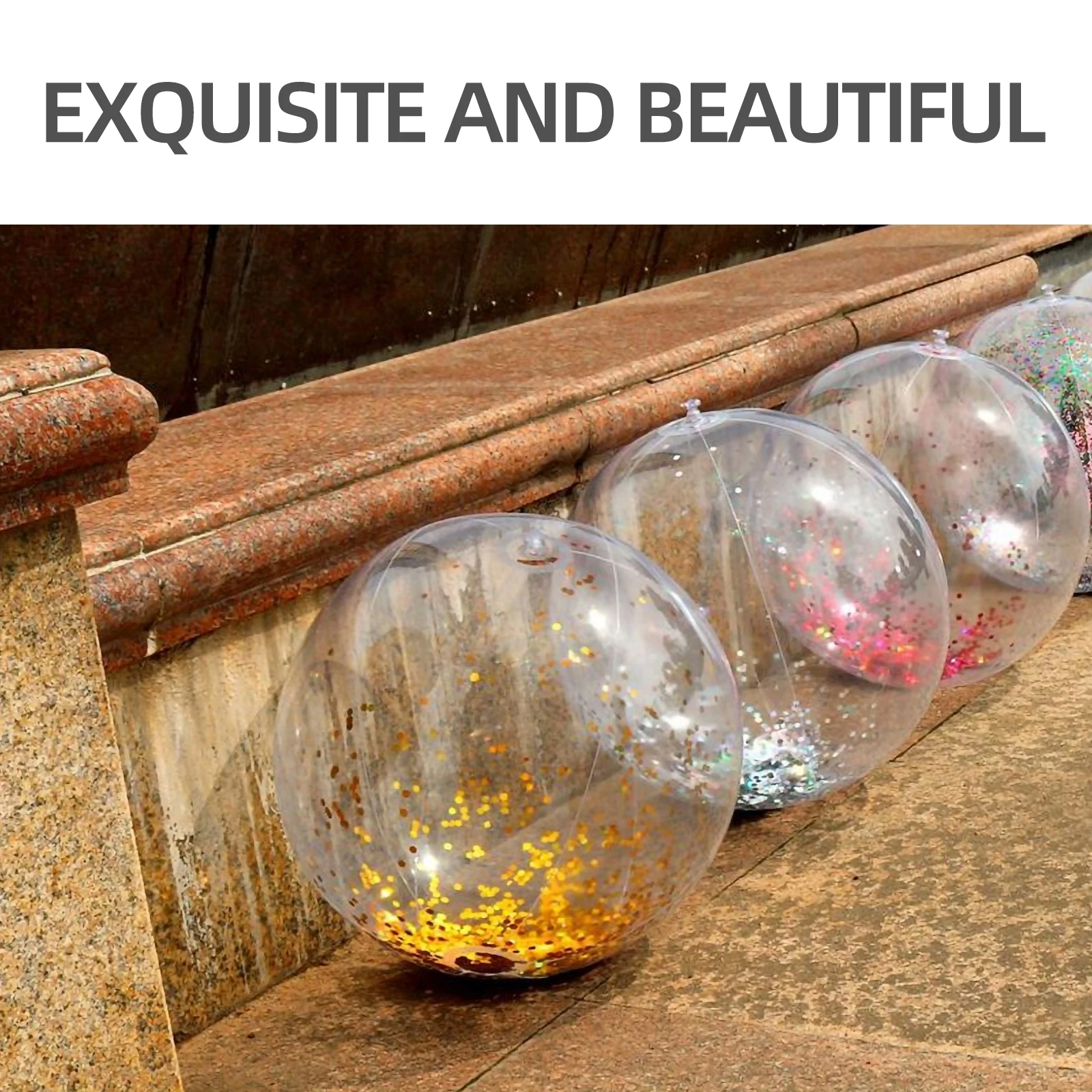 

3Pcs Inflatable Beach Ball Sequin Toy Bright Color PVC Water Plaything Outdoor Party Beach Toy Storage S Ball