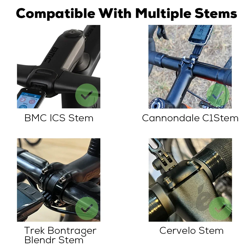 トレック、ボントレガー、ブレンダー、BMC、ICS、セルヴェロバイクステムハンドルバーアウトフロント、GoProコンボマウント（ガーミン、ワフー、ブリットン、GoPro、IGPSPORT対応）