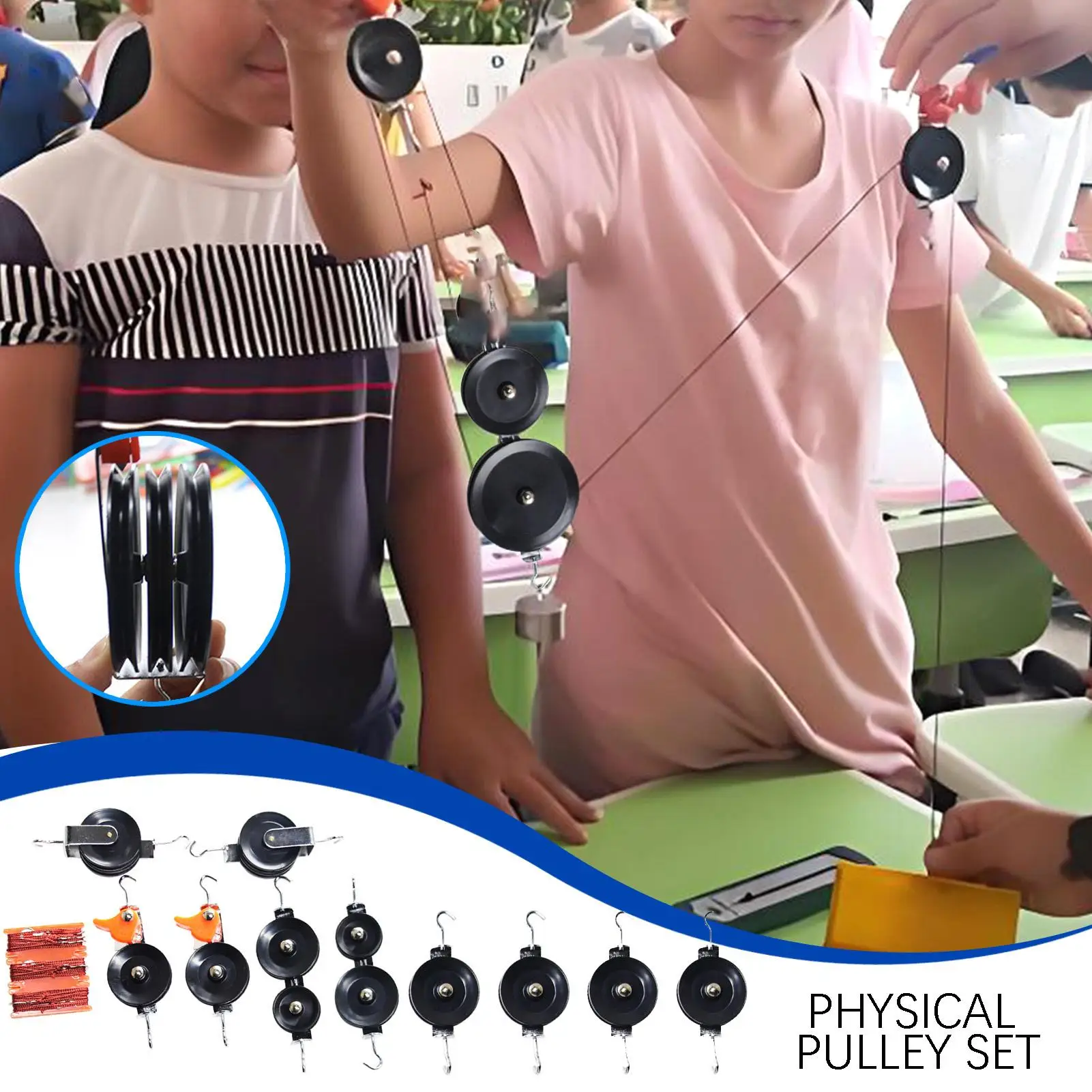 Riemenscheibenblöcke, Metall-Physik-Lehrmittel, Riemenscheibensystem für Laborexperimente zum Selbsterlernen von Gruppenstudien, Konzeptübungen