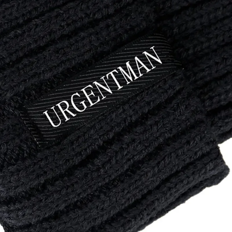 New Unisex URGENTMAN Warm Winter Hats Stylish Plush Fur Lined Beanie Hat Thick Knitted Hats For Men & Women Casual Caps