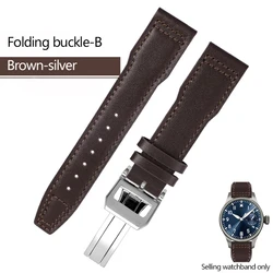 Genuine Leather Watchband For IWC Universal Spitfire Pilot Little Prince Watch Bracelet Male Mark 18 Strap Brown Black 20mm 21mm