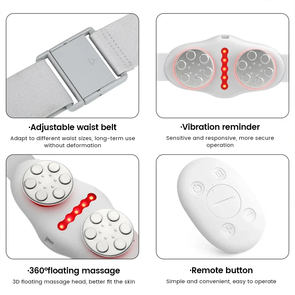 Masaje de cintura de pulso eléctrico, Estimulador muscular con calefacción, relajación, vibración, máquina de masaje Lumbar de espalda, terapia para aliviar el dolor