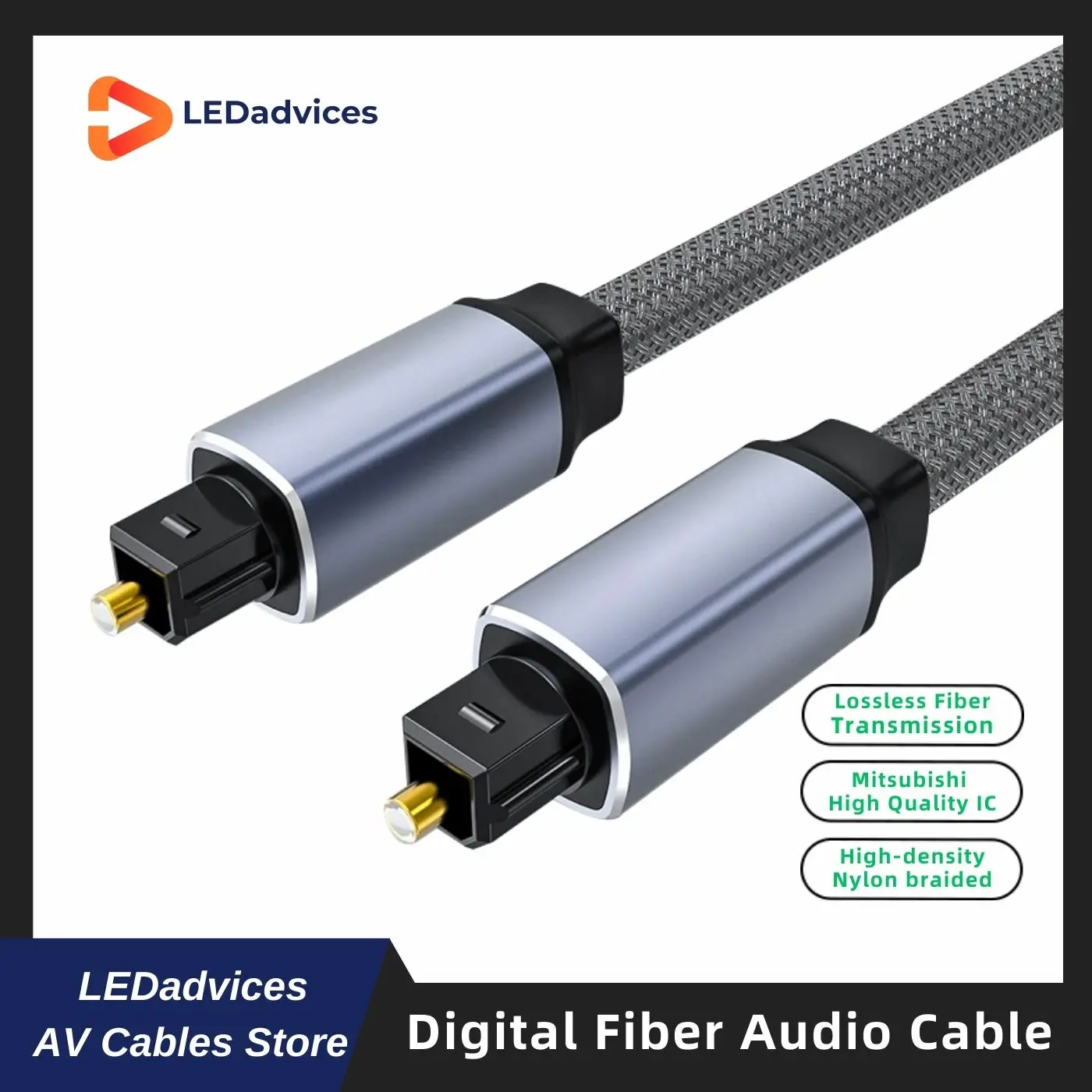 

LEDadvices Digital SPDIF Optical FIber Audio Cable Toslink Lossless Dolby Coaxial Cable for Amplifiers Player PS4 Soundbar Cable