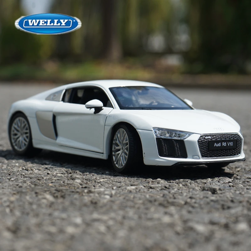 WELLY 1:24 2016 Audi R8 V10 Alloy Sports Car Model Diecast Metal Toy Vehicles Car Model High Simulation Collection Children Gift