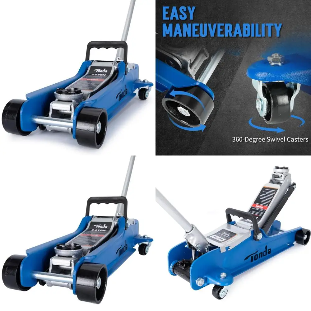 

Компактный гидравлический домкрат-тележка на 2,5 тонны, диапазон подъема 3,35-14,57 м, идеально подходит для гаража и домашнего использования, синий