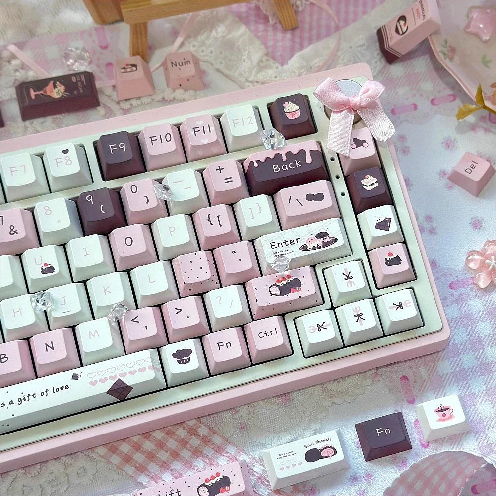 Pink Qiao Berry 145-key PBT Cherry/FOA keyboard keycaps, suitable for MX switches, custom mechanical keyboard accessories