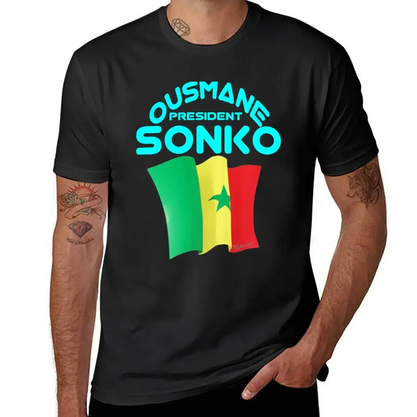 Ousmane SONKO T-Shirt customs clothes plus sizes mens workout shirts