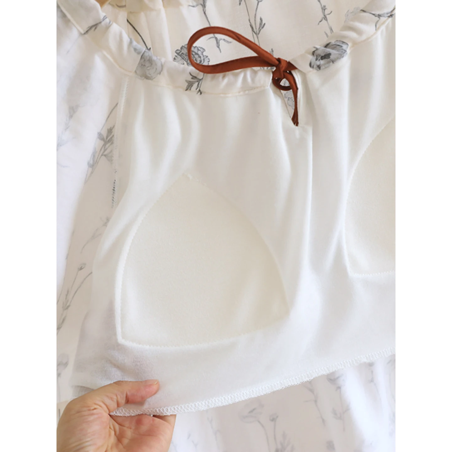 1-Piece Women‘s Nightgown, Casual Pullover Sleep Dress, Cotton Gauze with Built-in Bra, Short Sleeve & Midi Length Relaxed Fit, - view 4