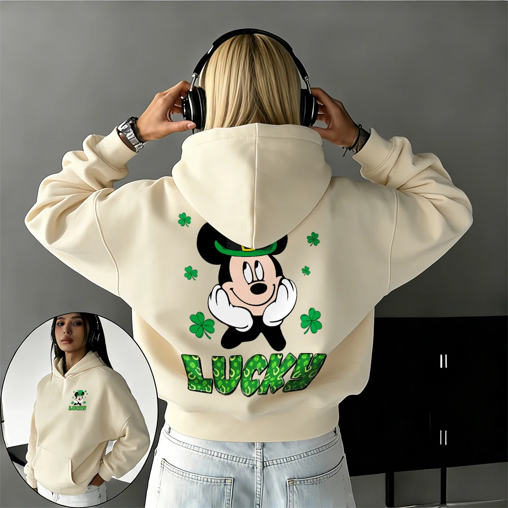 

Комплект для родителей и детей: хлопковая толстовка с принтом Микки Диснея, осень-зима 2026, высококачественная, повседневная, теплая, унисекс, модный топ