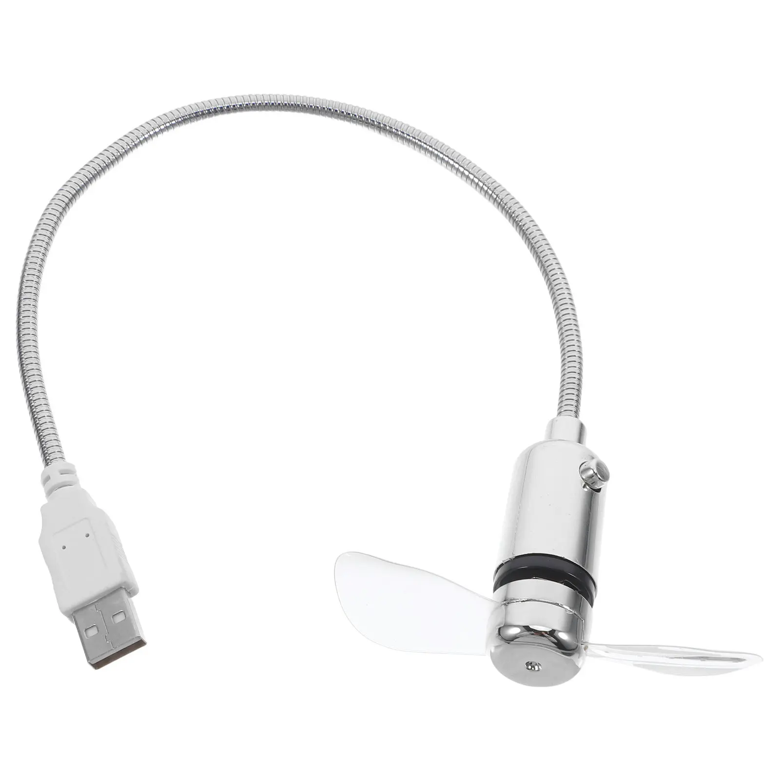 Mini USB Fan Silver 41Cm with 64 Colorful LED Patterns Circular Display for Desktop Laptop No Driver Needed Great Gadget Gift