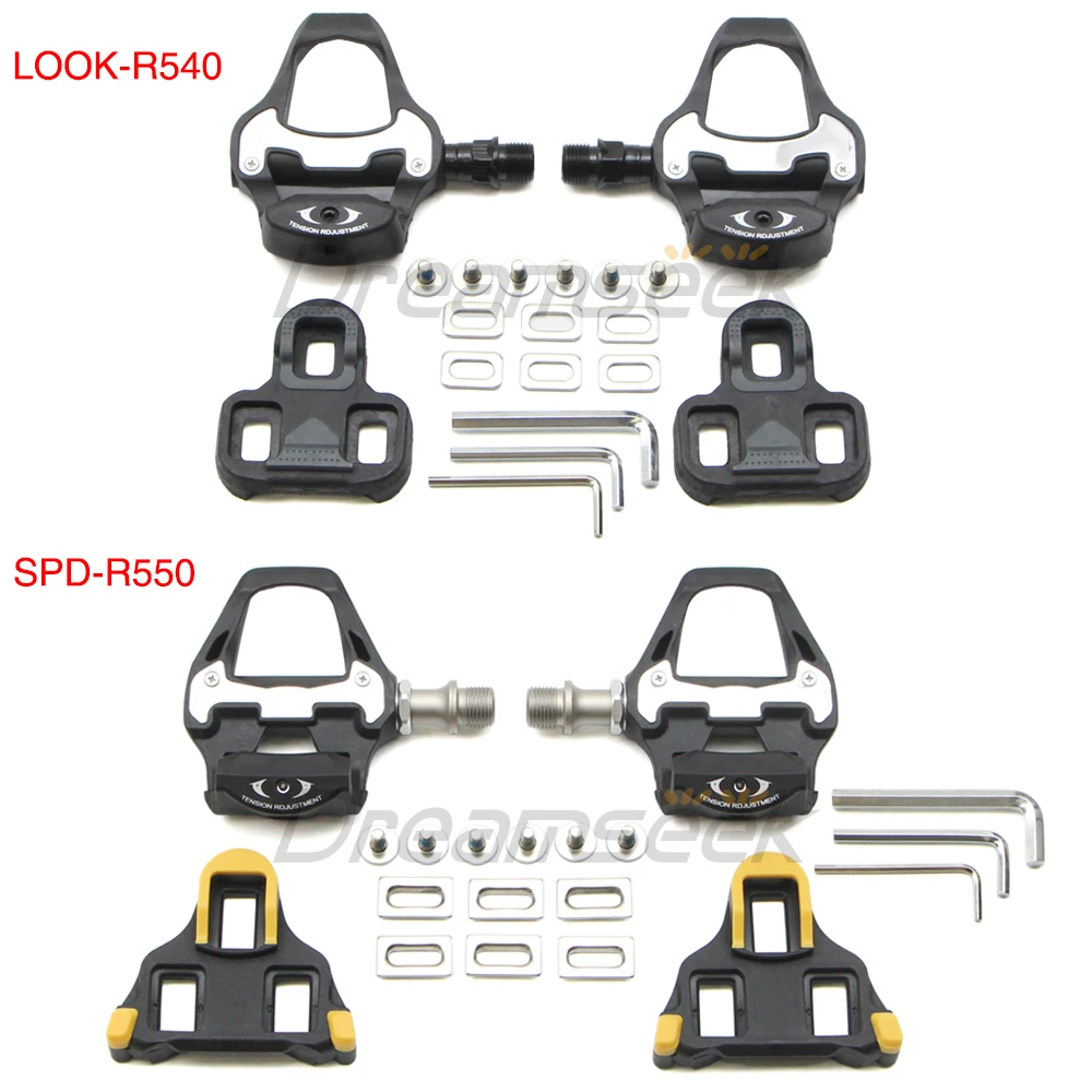 

Road Bike Clipless Pedal Set For SPD / LOOK System Self-Lock With Cleats Bicycle Sealed Pedals 9/16" Cycling Accessories Parts