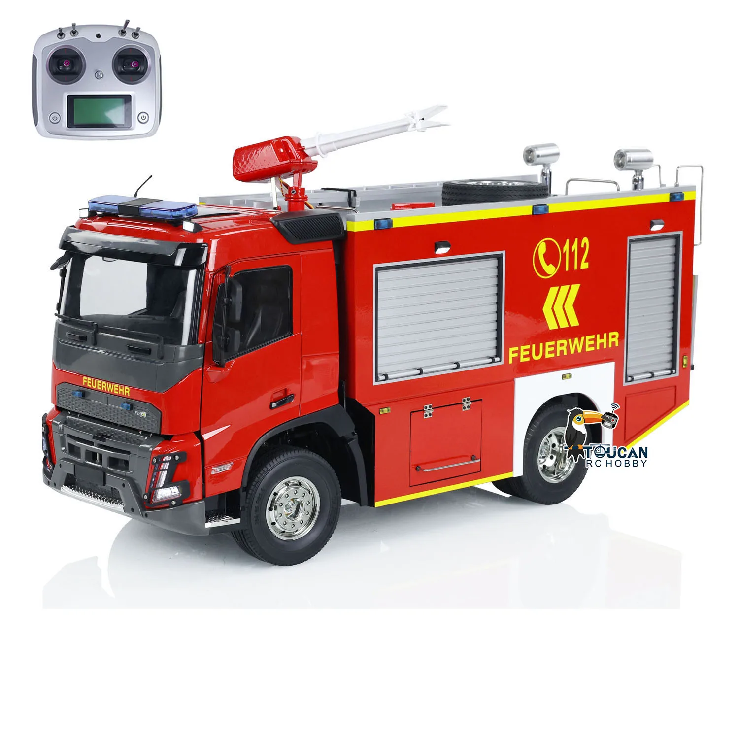 4x2 1/14 RC Fire Vehicles Radio Control Fire Fighting Truck 3-speed Transmission Painted Finished Light Sound Car Model Toy Gift