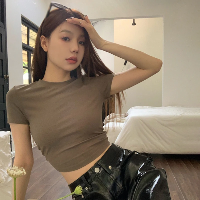 Women's Tops Solid Colour Summer Backless Bandage Short Sleeves Tops