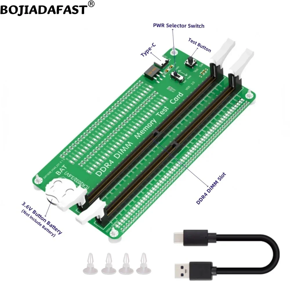 Desktop DDR4 DIMM Geheugen RAM Adapter Testbeschermingskaart met LED-indicator Lange vergrendeling