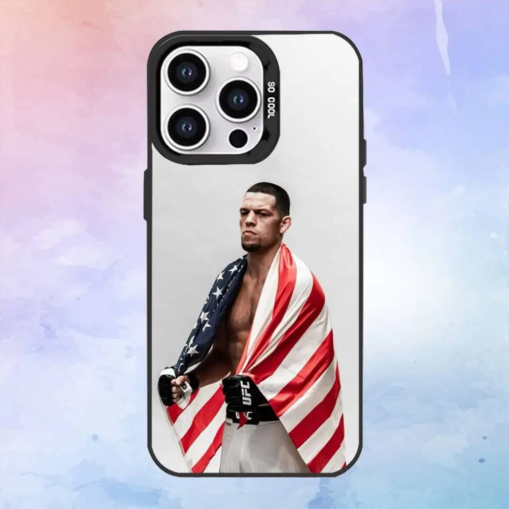 حافظة هاتف N-Nate D-Diaz للملاكمة لهاتف iPhone17,16,15,14,13,12,11 Plus، Pro Max غطاء مقاوم للصدمات باللون الأسود غير اللامع