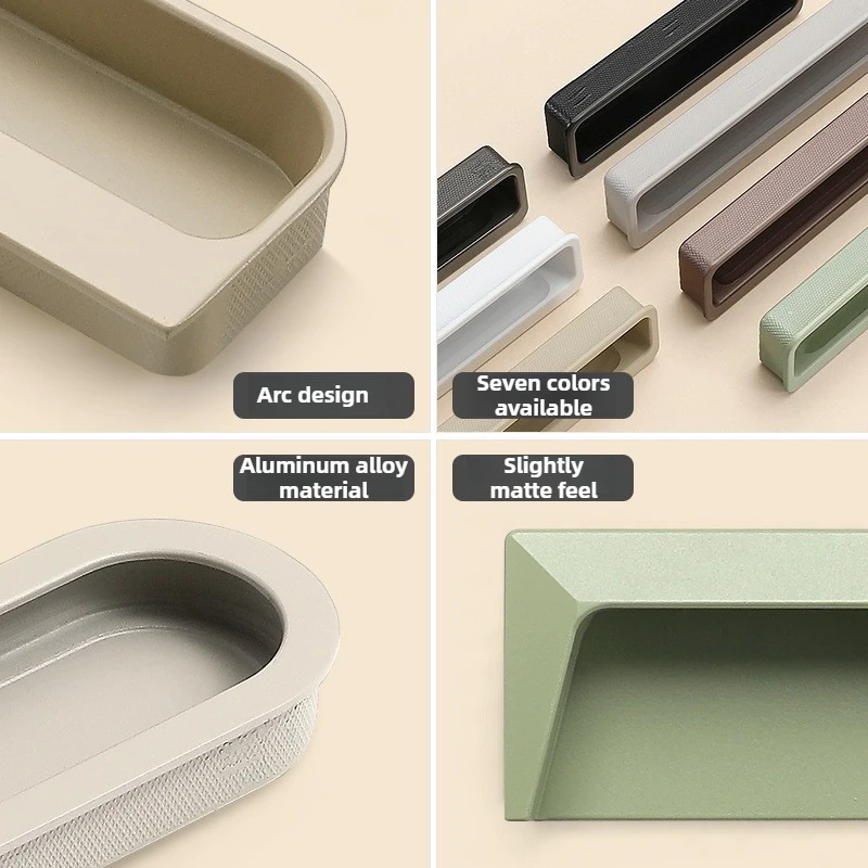 

Morandi color embedded handle invisible aluminum alloy drawer handle cabinet wardrobe door handle
