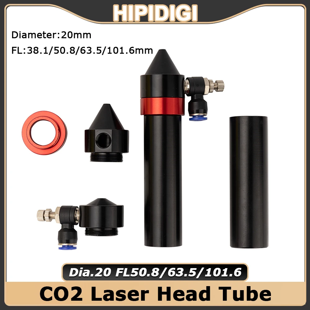 

CO2 Laser Head Lens Tube Nozzle Outer Diameter 25mm Air Nozzle Dia.20 FL 38.1/50.8/63.5/101.6mm for CO2 Laser Engraving Machine