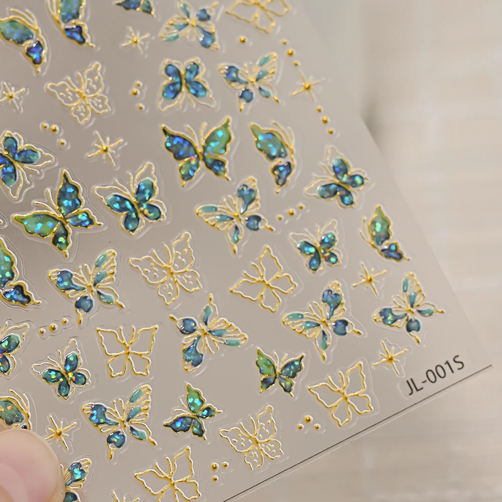 5d relevo fantasia borboleta verde adesivos de unhas bronzeamento asas de borboleta projetos autoadesivos sliders decalques diy suprimentos de unhas